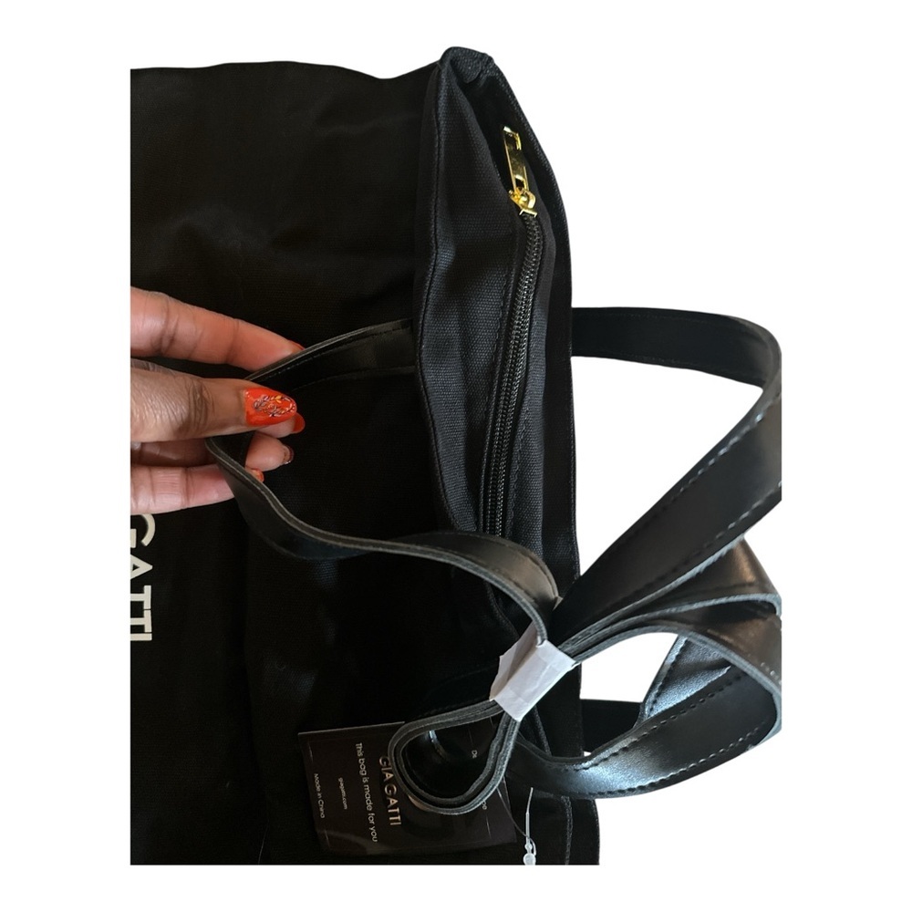 Gia Gatti Large Black Canvas Tote Bag NWT Weekender Travel Gym Shoulder Bag - Picture 8 of 11